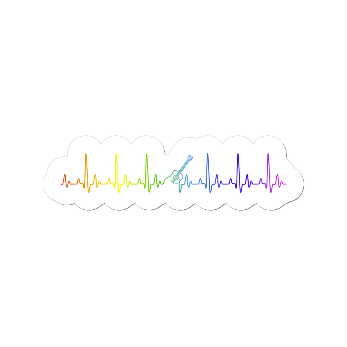 Rainbow Heartbeat Guitar Sticker
