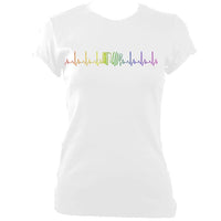 update alt-text with template ""Heartbeat Rainbow Accordion Ladies Fitted T-shirt - T-shirt - White - Mudchutney