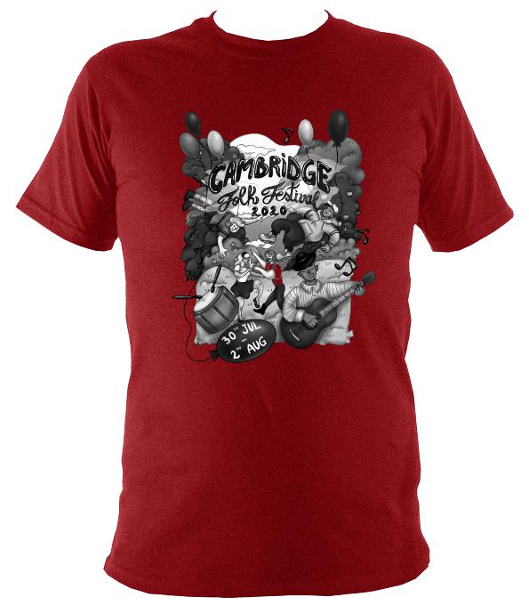 Cambridge Folk Festival - Design 5 - T-shirt - T-shirt - Antique Cherry Red - Mudchutney
