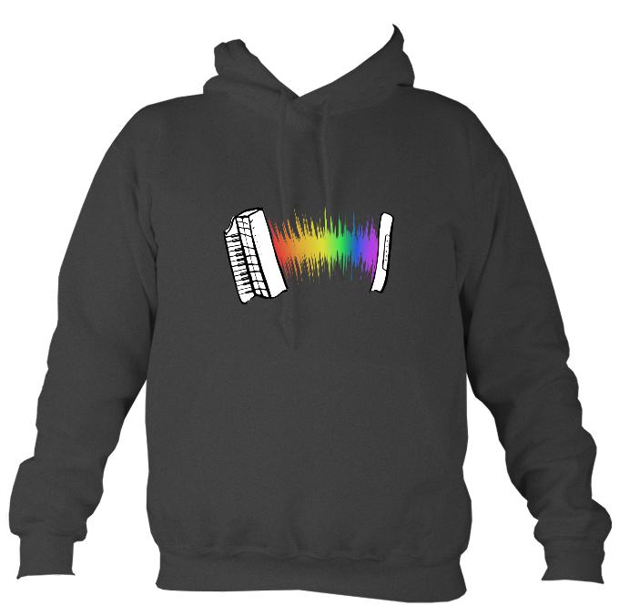 Rainbow Sound Wave Piano Accordion Hoodie-Hoodie-Charcoal-Mudchutney