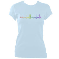 update alt-text with template Heartbeat Fiddle in Rainbow Colours Ladies Fitted T-shirt - T-shirt - Light Blue - Mudchutney