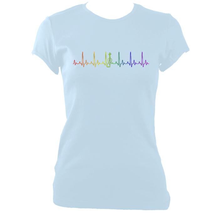 update alt-text with template Heartbeat Fiddle in Rainbow Colours Ladies Fitted T-shirt - T-shirt - Light Blue - Mudchutney