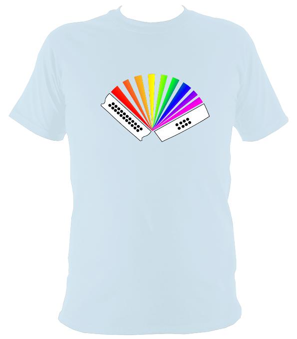 Rainbow Melodeon Music T-shirt - T-shirt - Light Blue - Mudchutney