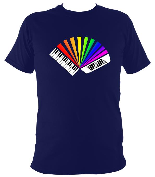 Rainbow Piano Accordion T-shirt - T-shirt - Navy - Mudchutney