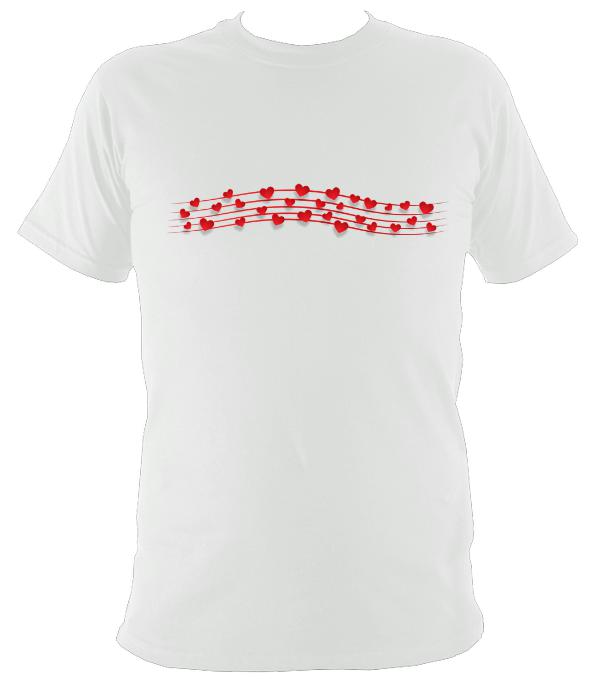 Hearts Musical Stave T-shirt - T-shirt - White - Mudchutney