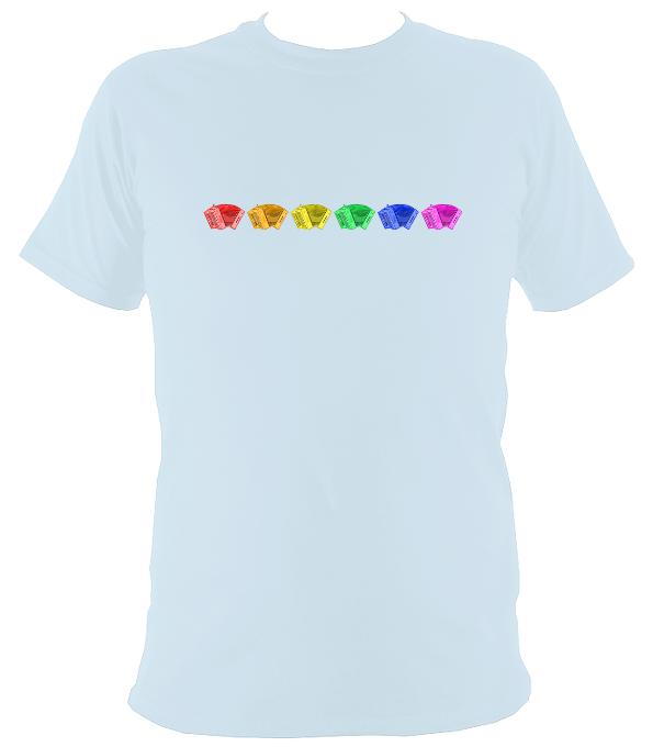 Rainbow of Melodeons T-shirt - T-shirt - Light Blue - Mudchutney