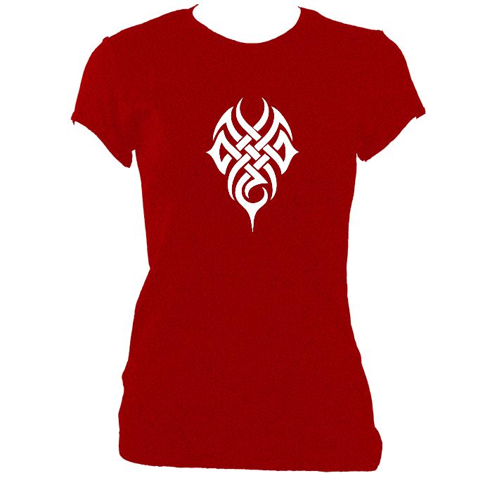 update alt-text with template Woven Tribal Tattoo Ladies Fitted T-shirt - T-shirt - Antique Cherry Red - Mudchutney