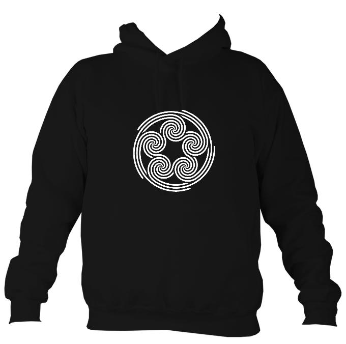 Celtic Five Spirals Hoodie-Hoodie-Jet black-Mudchutney