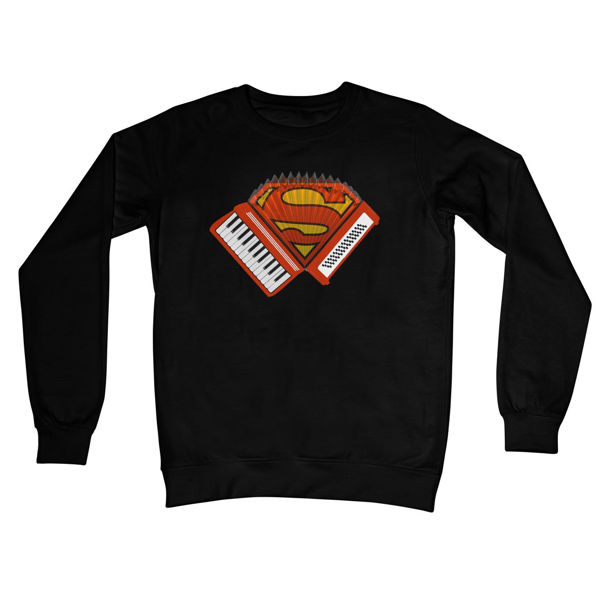 Accordion Superhero Crew Neck Sweatshirt