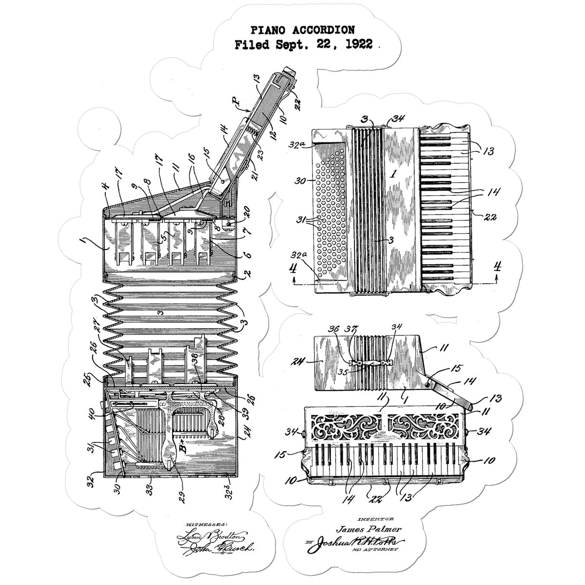 Accordion Patent Sticker
