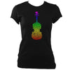Rainbow Dotted Fiddle Ladies Fitted T-shirt - T-shirt - Black - Mudchutney