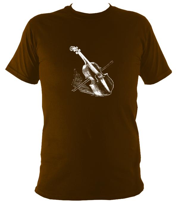 Fiddle / Violin Sketch T-shirt - T-shirt - Dark Chocolate - Mudchutney