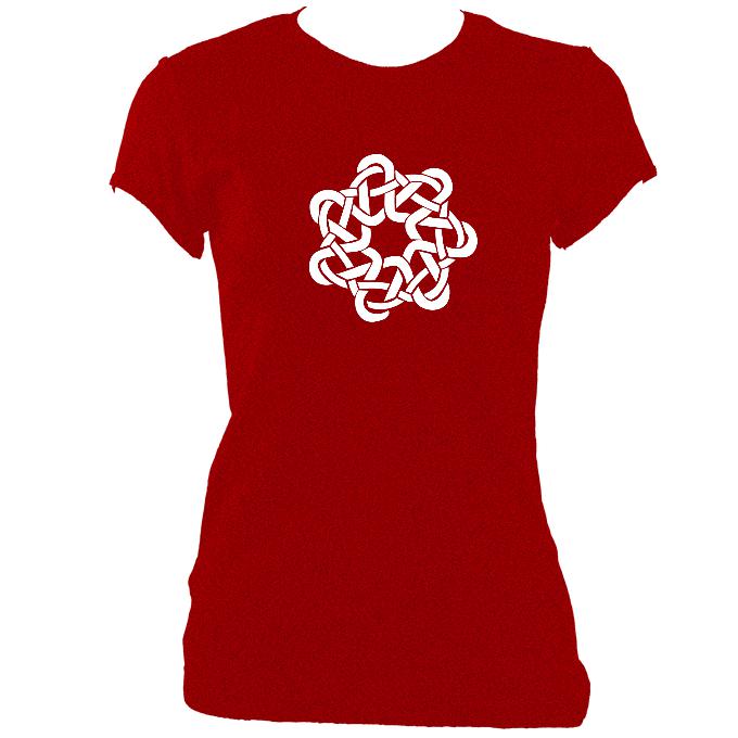 update alt-text with template Celtic Woven Knot Ladies Fitted T-Shirt - T-shirt - Antique Cherry Red - Mudchutney