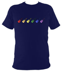 Rainbow of Coloured Guitars T-Shirt - T-shirt - Navy - Mudchutney
