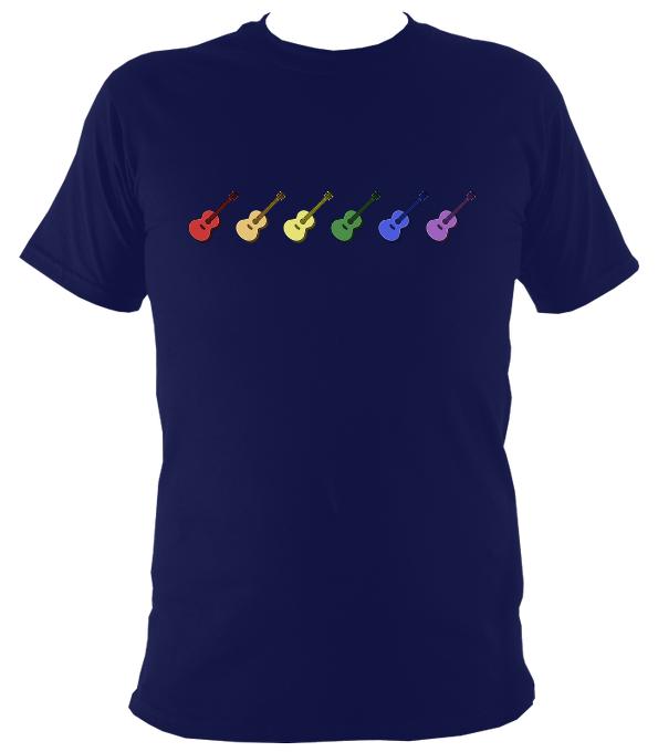 Rainbow of Coloured Guitars T-Shirt - T-shirt - Navy - Mudchutney