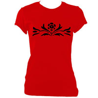 update alt-text with template Flower Ladies Fitted T-shirt - T-shirt - Red - Mudchutney