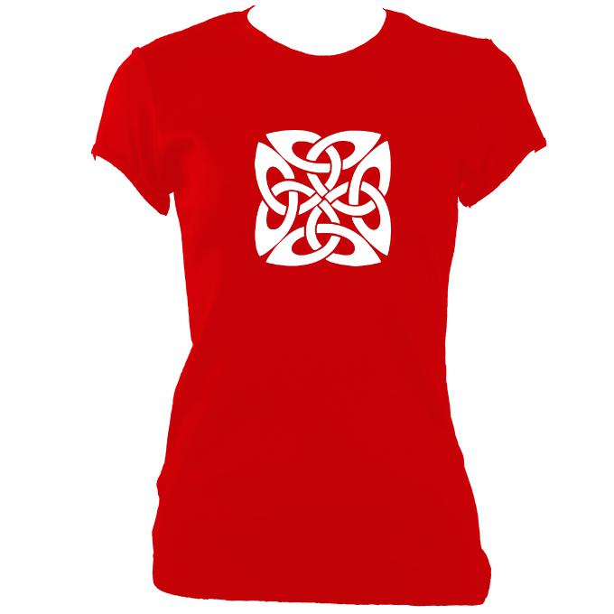 update alt-text with template Celtic Square-ish Knot Ladies Fitted T-Shirt - T-shirt - Red - Mudchutney