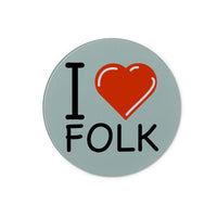 I Love Folk Glass Chopping Board