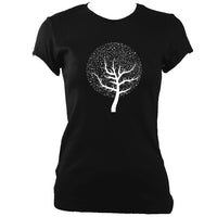 Musical Notes Tree Ladies Fitted T-shirt - T-shirt - Black - Mudchutney