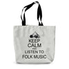 Keep Calm & Listen to Folk Music Canvas Tote Bag