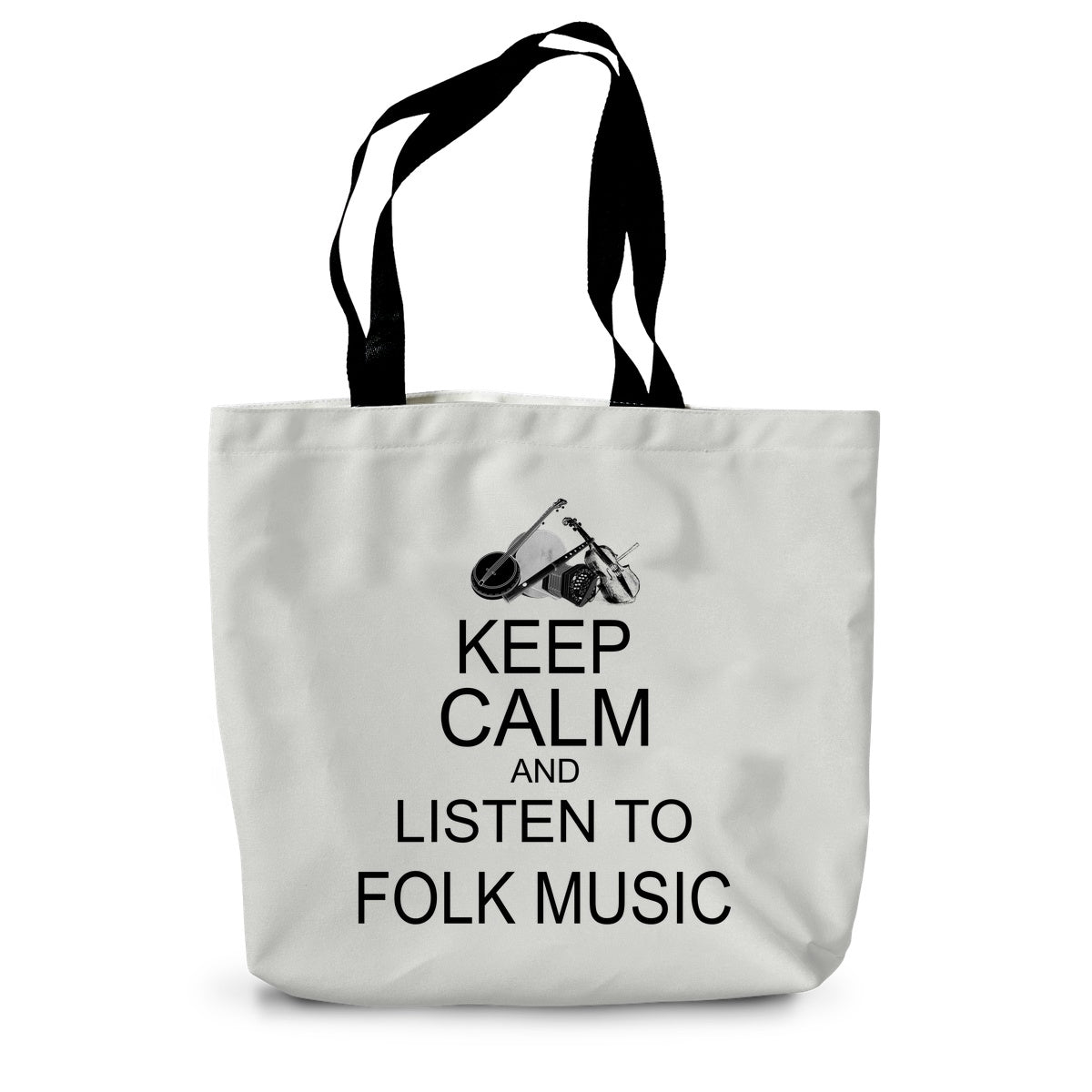 Keep Calm & Listen to Folk Music Canvas Tote Bag