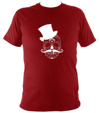 Skull in Top Hat T-shirt - T-shirt - Antique Cherry Red - Mudchutney