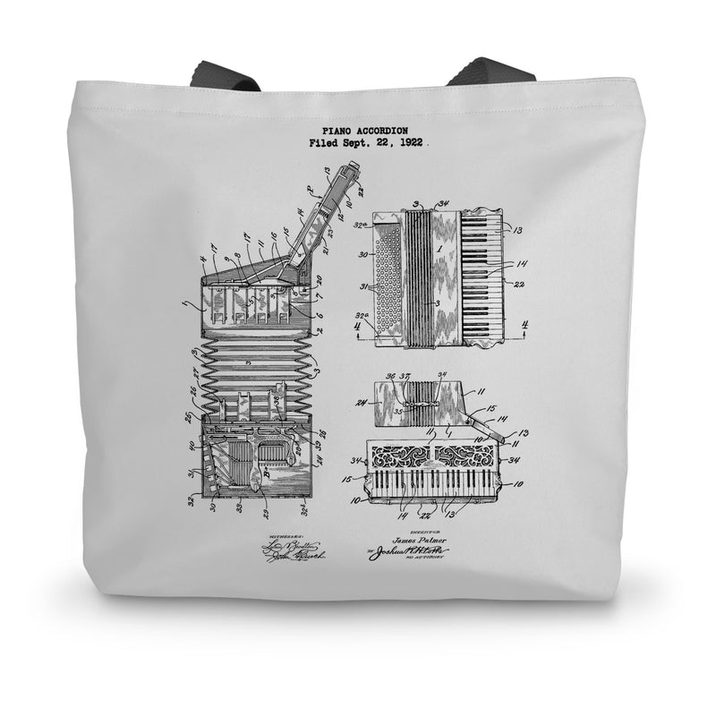 Accordion Patent Canvas Tote Bag