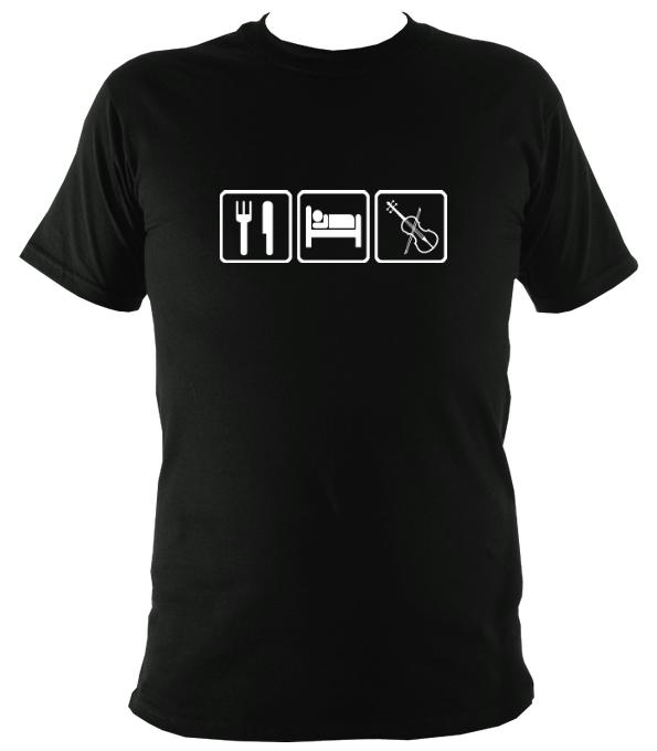 Eat, Sleep, Play Fiddle T-shirt - T-shirt - Black - Mudchutney