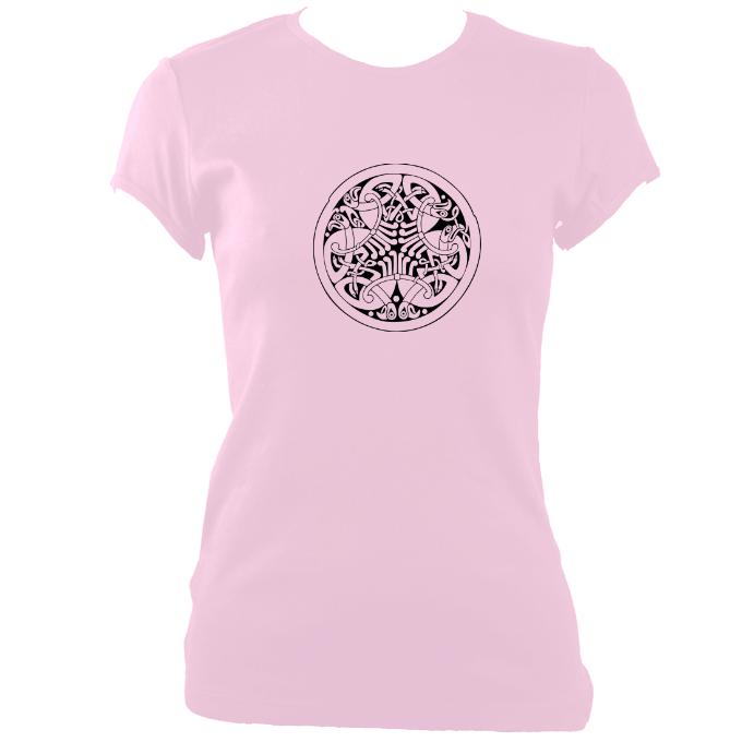 update alt-text with template Celtic Birds Ladies Fitted T-shirt - T-shirt - Light Pink - Mudchutney