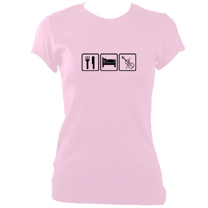 update alt-text with template Eat, Sleep, Play Fiddle Ladies Fitted T-shirt - T-shirt - Light Pink - Mudchutney