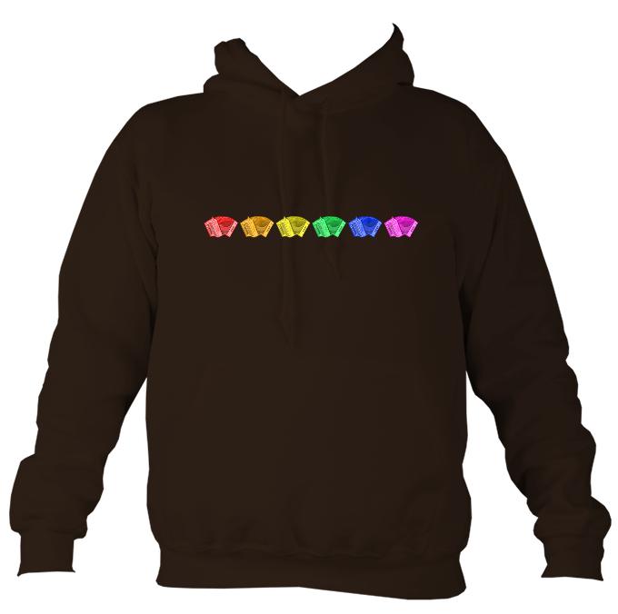 Rainbow of Melodeons Hoodie-Hoodie-Hot chocolate-Mudchutney