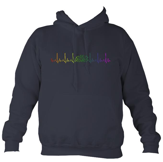 Heartbeat Concertina in Rainbow Colours Hoodie-Hoodie-Denim-Mudchutney