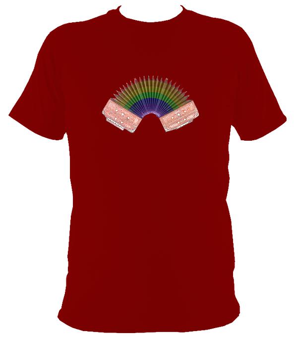 Rainbow Accordion Bellows T-shirt - T-shirt - Cardinal Red - Mudchutney