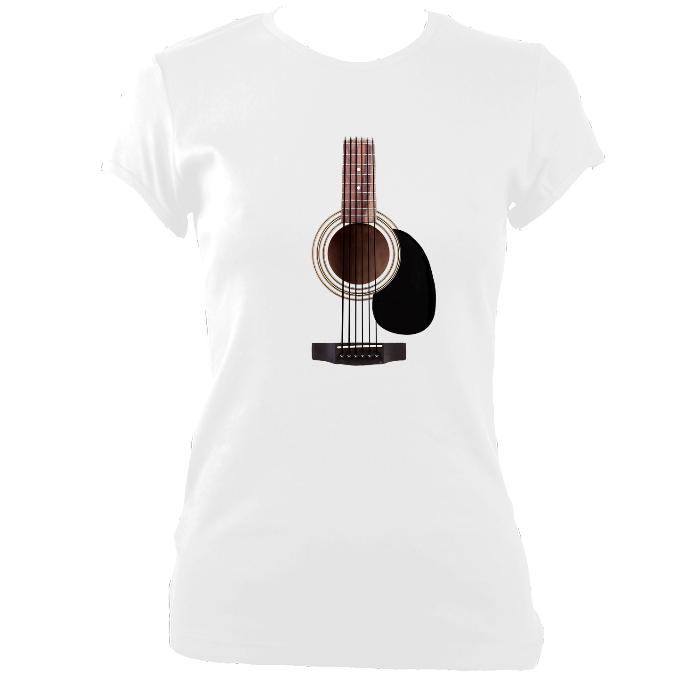 update alt-text with template Guitar Strings and Neck Ladies Fitted T-shirt - T-shirt - White - Mudchutney