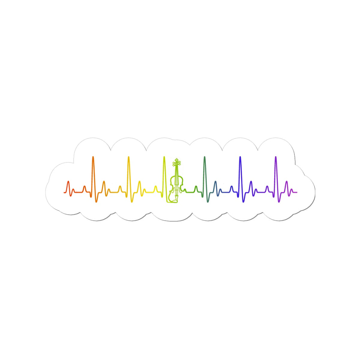 Rainbow Heartbeat Fiddle Sticker