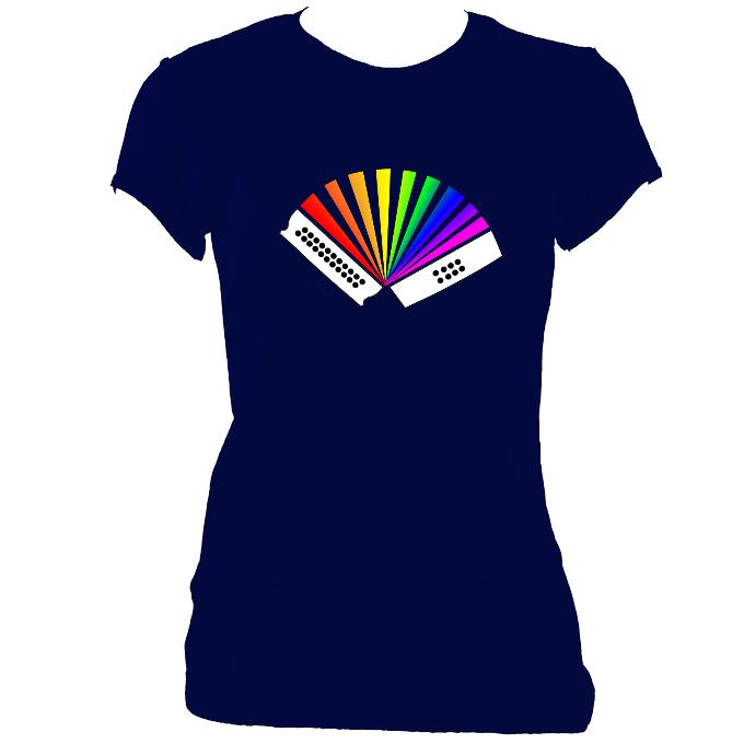 update alt-text with template Rainbow Melodeon Ladies Fitted T-shirt - T-shirt - Navy - Mudchutney