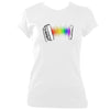 update alt-text with template Rainbow Sound Wave Piano Accordion Fitted T-shirt - T-shirt - White - Mudchutney