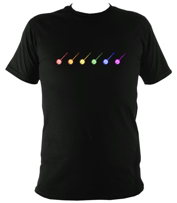 Rainbow of Banjos T-shirt - T-shirt - Black - Mudchutney