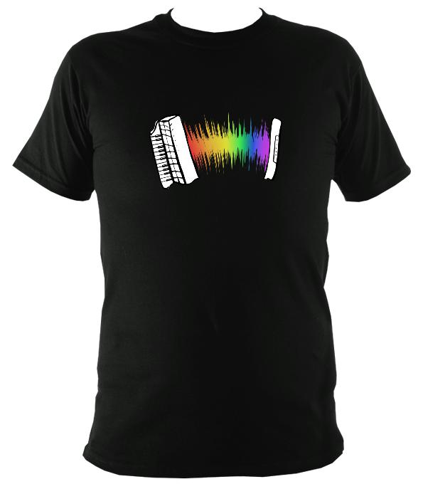 Rainbow Sound Wave Piano Accordion T-shirt - T-shirt - Black - Mudchutney