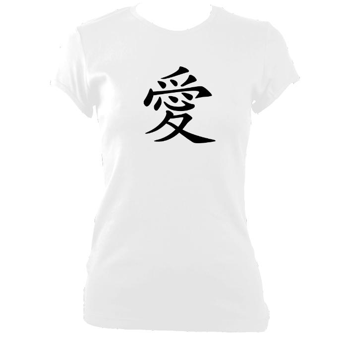 Japanese "Love" Symbol Ladies Fitted T-shirt - T-shirt - White - Mudchutney
