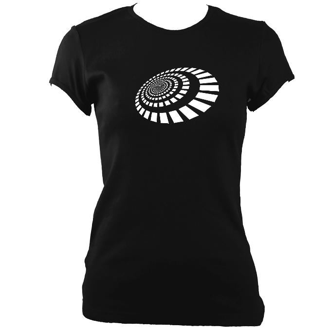 Spiral Blocks Ladies Fitted T-shirt - T-shirt - Black - Mudchutney