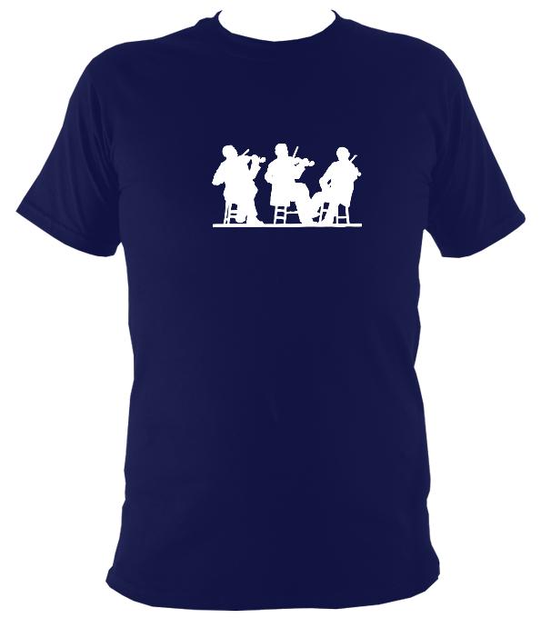 Three Fiddlers Silhouette T-shirt - T-shirt - Navy - Mudchutney