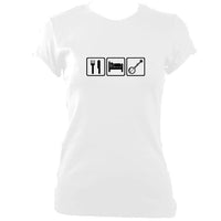 Eat, Sleep, Play Banjo Ladies Fitted T-shirt - T-shirt - White - Mudchutney