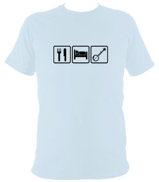 Eat, Sleep, Play Banjo T-shirt - T-shirt - Light Blue - Mudchutney