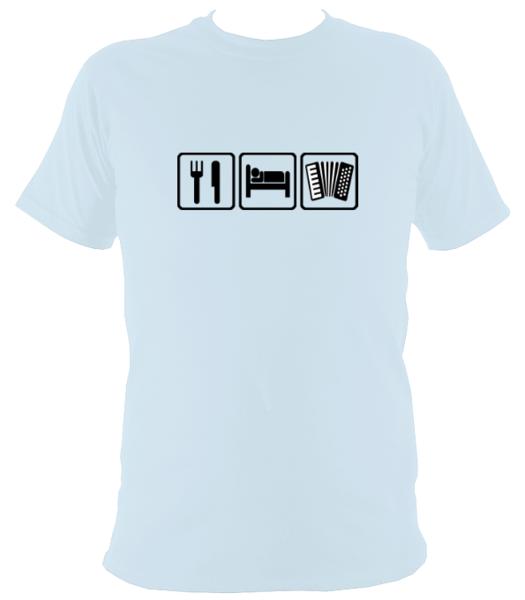 Eat, Sleep, Play Accordion T-shirt - T-shirt - Light Blue - Mudchutney
