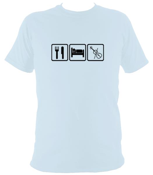 Eat, Sleep, Play Fiddle T-shirt - T-shirt - Light Blue - Mudchutney