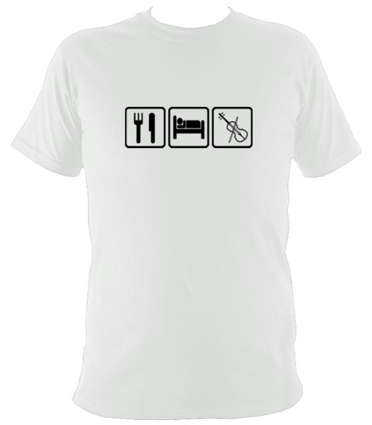 Eat, Sleep, Play Fiddle T-shirt - T-shirt - White - Mudchutney
