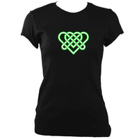 Celtic Triple Heart Ladies Fitted T-Shirt - T-shirt - Black - Mudchutney