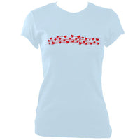 update alt-text with template Hearts Musical Stave Ladies Fitted T-shirt - T-shirt - Light Blue - Mudchutney