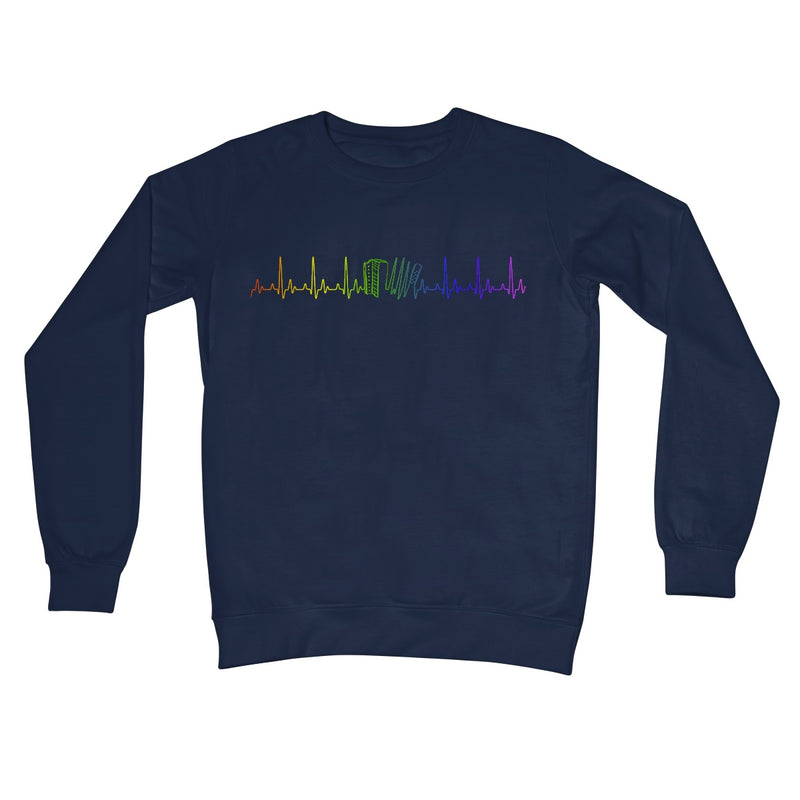 Rainbow Heartbeat Melodeon Crew Neck Sweatshirt